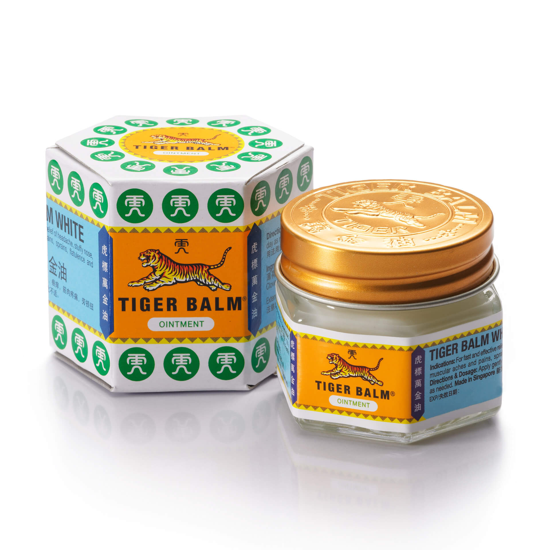 Tiger Balm White Ointment - Packaging View: Examine the packaging of Tiger Balm White Ointment.